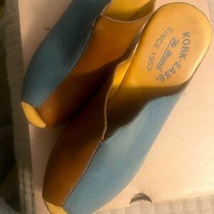 Kork-Ease Blue Samantha Platform Wedge Slide Blu/Brn 8